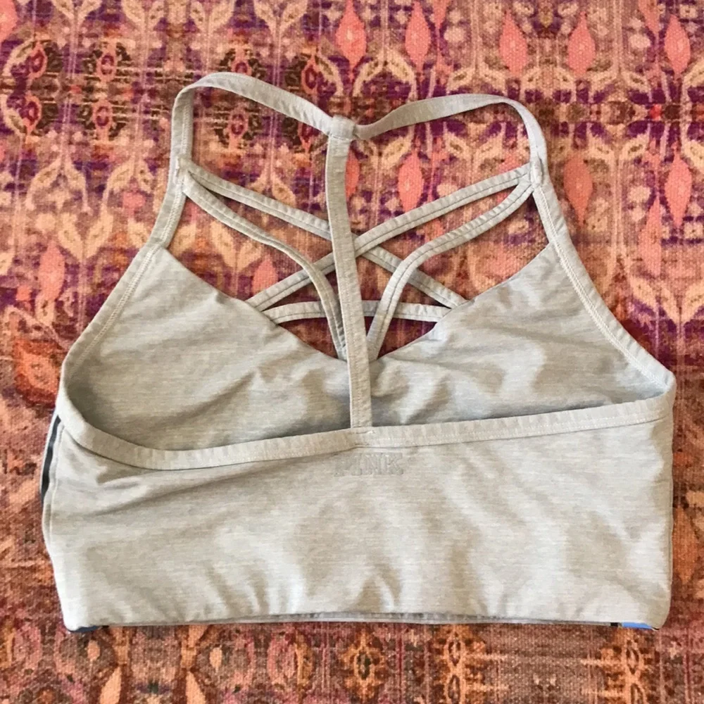 Victoria Secret Pink striped razer back sports bra sz Medium - Picture 4 of 5